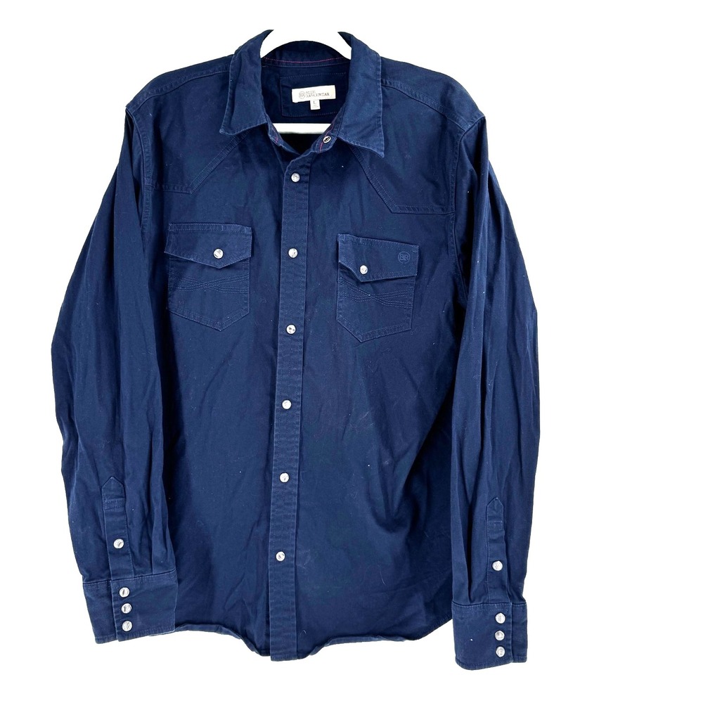 Blue Ranchwear Pearl Snap Shirt Men's Large Blue Western Cowboy Rodeo Marshals